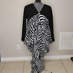 S-DEER Long Sleeve Zebra Pattern Dress – Size XL – New with Tags
